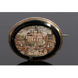 19th Century Micromosaic brooch, with the Vatican to the oval brooch, 30mm diameter