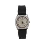 J.W. Benson stainless steel gentleman's wristwatch, the signed silver dial with Arabic numerals