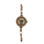 Ladies 9 carat gold wristwatch, the mother of pearl dial with Arabic numerals and subsidiary seconds