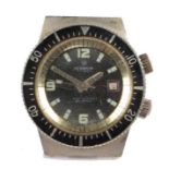 Newmark gentleman's divers watch, the signed black dial with Arabic and baton markers, date aperture