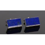 Pair of lapis lazuli cufflinks, with rectangular heads and bar ends