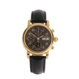 Montblanc Meisterstuck chronograph gentleman's gilt cased wristwatch, the signed black dial with