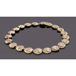 Christian Dior gilt metal necklace, with shell style links, 39cm long