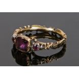 19th Century amethyst and enamel mourning ring, with an amethyst to the head and shoulders, the name