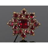 Victorian garnet set brooch, in a foliate design, 30mm diameter