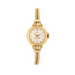 Rolex Precision ladies 18 carat gold wristwatch, the signed white dial with gilt triangular and