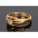 Victorian 18 carat gold and diamond set ring, assayed for Birmingham 1870, the head set with a