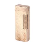 Dunhill lighter, in gilt metal with a crisscross effect body, 6.5cm high