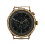 Eberhard gentleman's gold plated chronograph wristwatch, the signed black dial with Arabic and