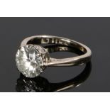 18 carat white gold diamond solitaire ring, with an approximate 1.85 carat brilliant cut diamond set