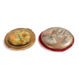 Large compact decorated with an enamelled picture of 'The Music Lesson' by Nicolas Lancret with a