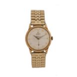 Omega Geneve gentleman's gold plated wristwatch, the signed cream dial with triangular gilt