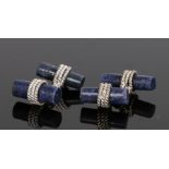 Pair of lapis lazuli cufflinks, with rope twist links