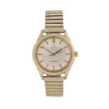 Omega Constellation gentleman's gold plated wristwatch, the signed silver dial with baton