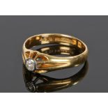 18 carat gold diamond set ring, with the ring cut diamond above a claw mount, 4.7 grams, ring size