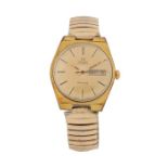 Omega Geneve Automatic gentleman's gold plated wristwatch, the signed gilt dial with baton