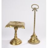 Victorian brass door stop, cast with a rope twist top above a barley twist column and step base,