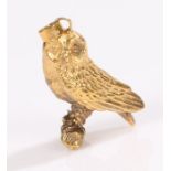 9 carat gold owl charm, 1.5 grams