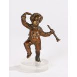 19th Century bronze figure, of a dancing boy holding a horn, 6cm high