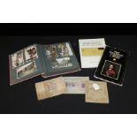 Postcard album and loose postcards, three Will's and John Player & Sons cigarette card albums, Shell