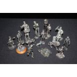 Collection of figures, silver in colour in various poses and styles, (qty)