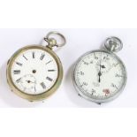 Heuer stope watch together with a pocket watch, (2)