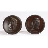 Two 19th Century pressed wood roundels depicting Shakespeare and Schiller, 12.5cm diameter