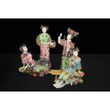 Four Oriental porcelain Geisha figures, in various poses, the tallest 30cm high, (4)