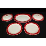 Midwinter Stylecraft part dinner service with red and white polka dot decoration, consisting of