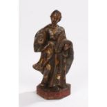 18th Century carved religious figure, the bearded figure standing with robes on a plinth base,