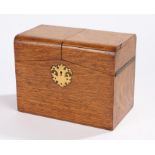 Victorian oak stationary box by Bedford, 67 Regent Street, the box with hinged lids opening to
