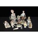 Porcelain figures, to include three Capodimonte, three bisque porcelain, two porcelain doll torsos