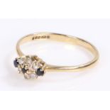 9 carat gold ring, set with a sapphire to the head, ring size M