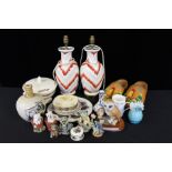 Decorative china, to include tureen and cover, ornaments, vase, pot and cover, pair of reading
