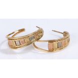 Pair 9 carat gold loop earrings, 4.4 grams