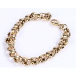 14 Carat Gold bracelet, with a row of links and clip ends, 31.2 grams