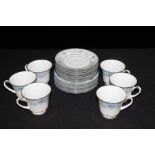 Noritake Blue Hill pattern tea service, consisting of six teacups, saucers and side plates (18)