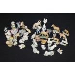 Collection of 36 Wade and similar whimsies, to include Disney characters, farm animals, fish etc. (