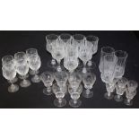Collection of cut glass wine and sherry glasses, (Qty)