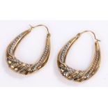 Pair of 9 carat gold loop earrings, 3.6 grams