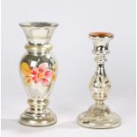 Two Victorian lustres, the first in vase form with a spray of flowers, 26cm high, the second in