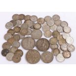 Pre 1920 coins, including Florins, Six Pence pieces and Shillings, (117 grams)