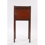 Georgian mahogany pot cupboard, the tray top with pierced carrying handles above a panelled cupboard