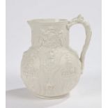19th Century relief moulded jug by W.B. Albion, Cobridge, commemorating the union of England,