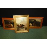 After A Scaife (late 19th Century) Highland cattle in the glen – oil resin print, gilt frame, 33cm x