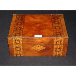 Victorian walnut box, with Tunbridge ware edge