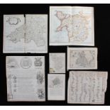 Mixed maps, to include Monmouthshire, Derbyshire, Moll map of Britain, England poem, Road map