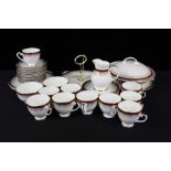 Royal Grafton Majestic pattern tea service, with red and gilt borders, consisting of ten teacups,