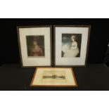 Two portrait mezzotints, view of Cambridge by William Westall (3)