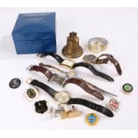 Wristwatches, to include Rotary, Mudu, Accurst, etc, together with enamel badges and a bell, (qty)